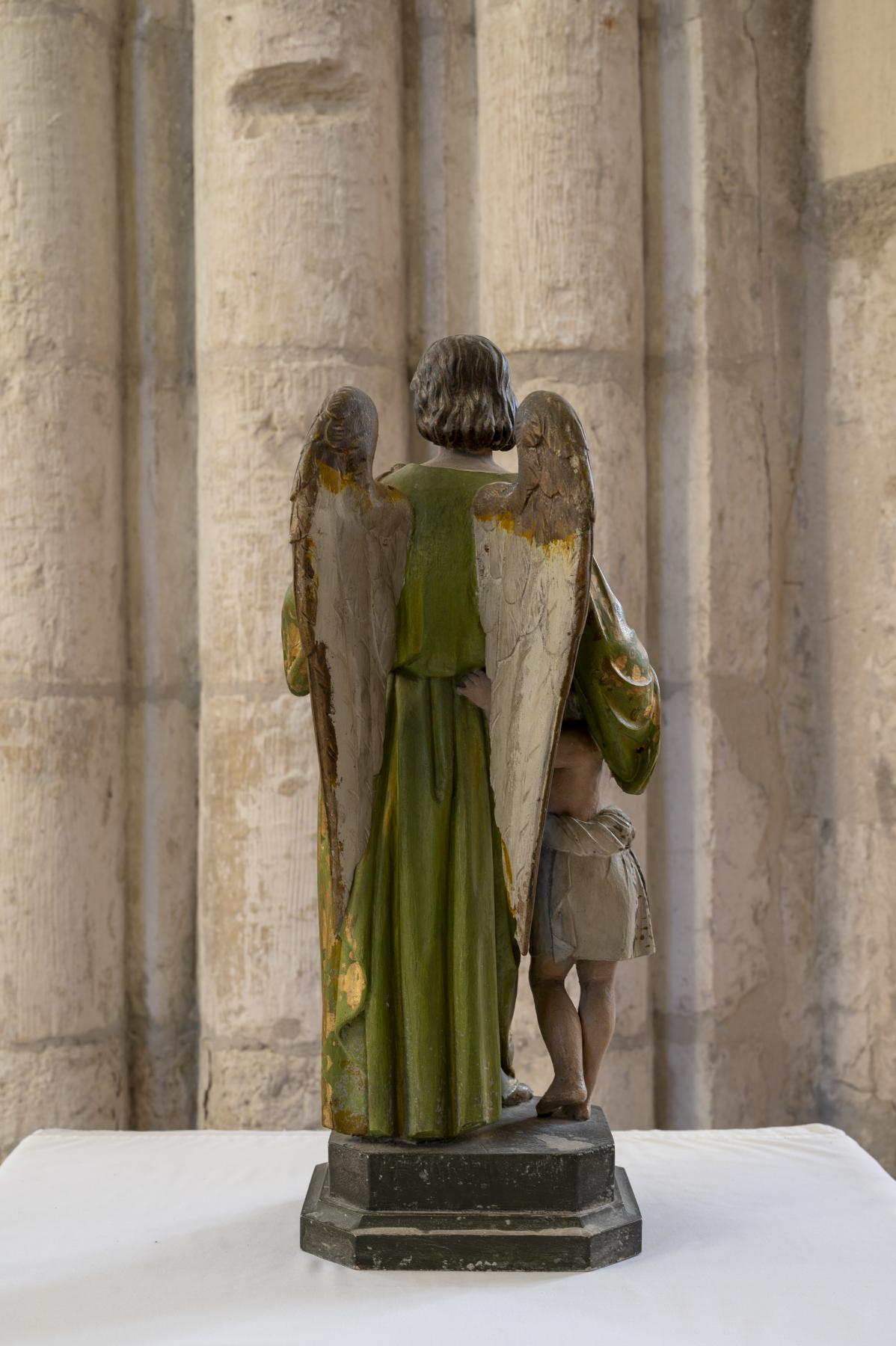 Ensemble de 4 statuettes : L'Ange Gardien, Notre-Dame de Montcornet, Notre-Dame du Rosaire, Saint Louis de Gonzague
