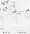 Carte d'enregistrement du repérage des maisons-fermes. Extrait du plan cadastral de 1962, section B1b, 1/1250e.