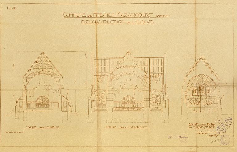 Eglise paroissiale et ancien cimetière (détruit) Saint-Médard à Fresnes-Mazancourt