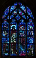 Verrière figurée : Ecce Homo, Bon Pasteur (baie 0)
