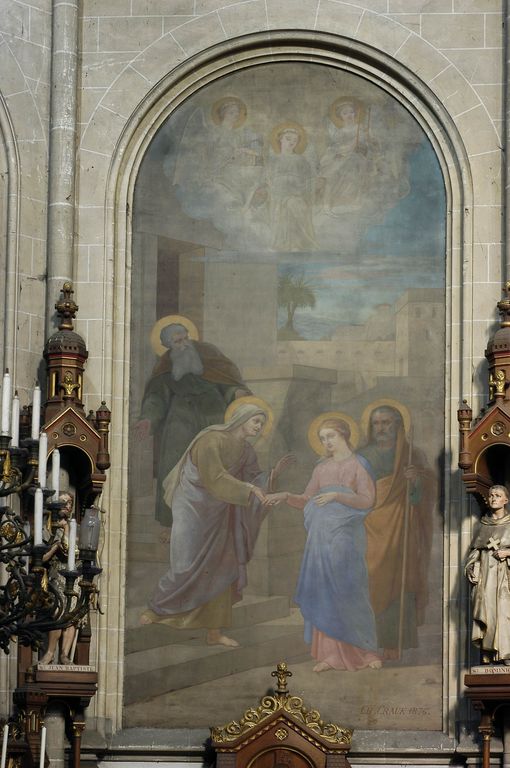 Ensemble de cinq tableaux : Scènes de la vie de la Vierge