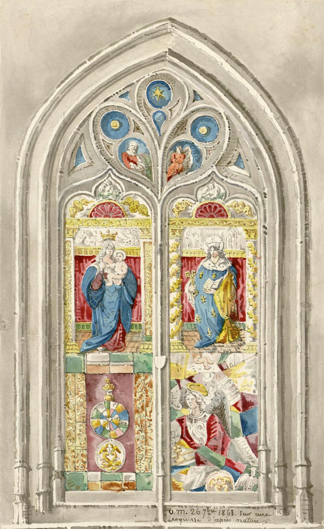 Ensemble des verrières du chœur et des chapelles latérales de l'église paroissiale Saint-Riquier